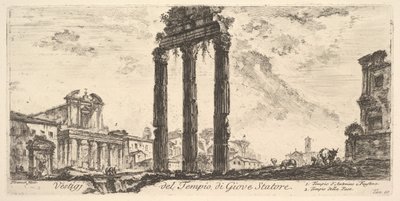 Planche 10 : Ruines du temple de Jupiter Stator, Jupiter le Supporteur. 1. Temple de ..., vers 1748 - Giovanni Battista Piranesi