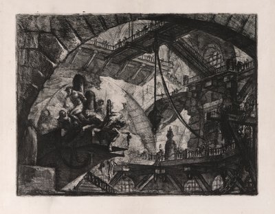 Prisonniers sur une plate-forme en saillie, planche 10 de Carceri d - Giovanni Battista Piranesi