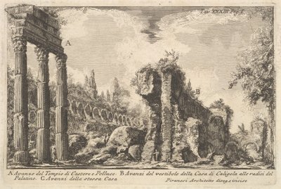 Vestiges du temple de Castor et Pollux, 18ème siècle - Giovanni Battista Piranesi