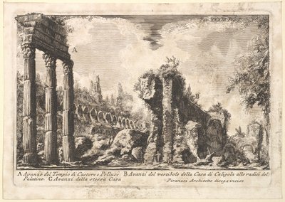 Vestiges du Temple de Castor et Pollux... Avanzo del Tempio di Castore e P..., 18ème siècle - Giovanni Battista Piranesi
