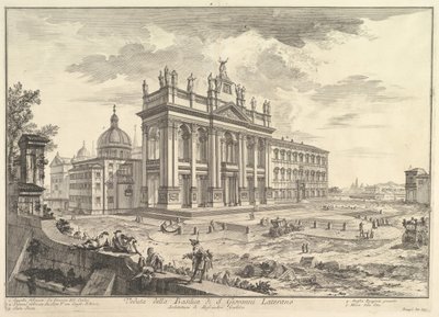 S. Giovanni in Laterano, façade principale, avec le Palais et la Scala Santa à droite, vers 1749 - Giovanni Battista Piranesi