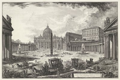 Place Saint-Pierre avec la basilique Saint-Pierre au Vatican (Vues de Rome) - Giovanni Battista Piranesi