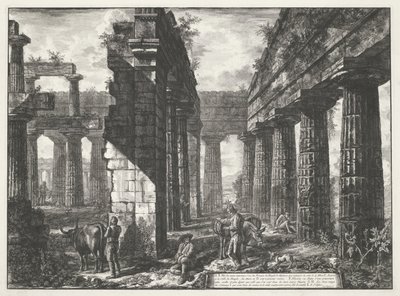 Temple de Neptune à Paestum (série de différentes vues de quelques restes de trois grands édifices qui subsistent encore dans l