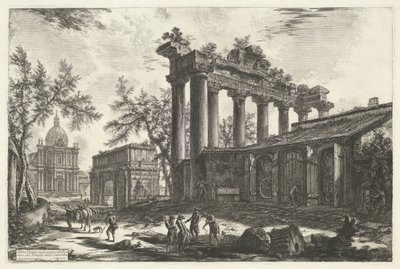 Temple de Saturne à Rome (Vedute di Roma disegnate ed incise da Giambattista Piranesi architetto Veneziano) - Giovanni Battista Piranesi