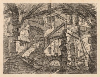 Les Prisons : Une perspective de colonnades avec escalier en zigzag - Giovanni Battista Piranesi