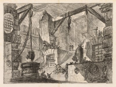 Les Prisons : Intérieur à colonnades avec un large escalier, 1745-1750 - Giovanni Battista Piranesi
