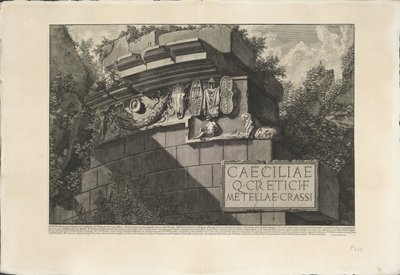 Tombe de Caecilia Metella à Rome (Parte della Facciata del Sepolcro di Cecilia Metella co gli Ornamenti, Archeologische vondsten in en rond Rome, Le Antichità Romane) - Giovanni Battista Piranesi