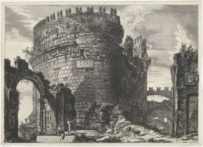 Tombe de Caecilia Metella à Rome (Vedute di Roma disegnate ed incise da Giambattista Piranesi architetto Veneziano) - Giovanni Battista Piranesi