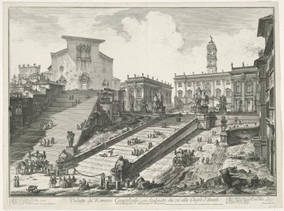 Escaliers vers la Piazza del Campidoglio et la Santa Maria in Aracoeli à Rome (Veduta del Romano Campidoglio con Scalinata che va alla Chiesa d