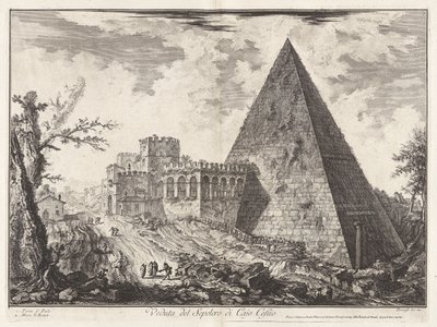 Vue du tombeau pyramidal de Caius Cestius, de Vedute di Roma - Giovanni Battista Piranesi