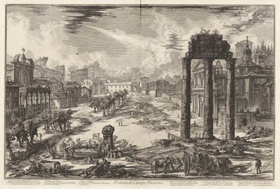 Veduta di Campo Vaccino (Vue du Campo Vaccino [le Forum Romain avec le Temple de Castor et Pollux à droite]) - Giovanni Battista Piranesi