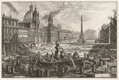 Vue de la Piazza Navona au-dessus des ruines du Cirque Agonalis (Cirque de Domitien), de Vedute di Roma (Vues de Rome) - Giovanni Battista Piranesi