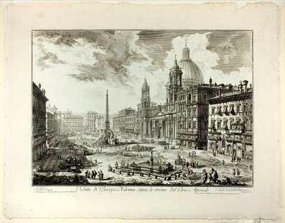 Vue de la Piazza Navona au-dessus des ruines du Cirque de Domitien, des Vues de Rome - Giovanni Battista Piranesi