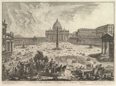 Vue de la basilique Saint-Pierre et de la place au Vatican, de Vedute di Roma, vers 1748 - Giovanni Battista Piranesi