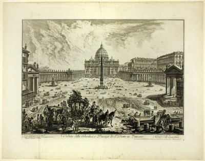 Vue de la basilique Saint-Pierre et de la Piazza au Vatican, à partir de Vues de Rome - Giovanni Battista Piranesi