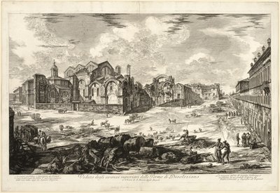 Vue des vestiges visibles des thermes de Dioclétien, de Vues de Rome - Giovanni Battista Piranesi