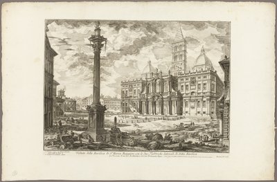 Vue de la basilique de S. Maria Maggiore avec ses deux ailes latérales, des Vues de Rome - Giovanni Battista Piranesi
