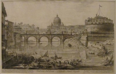 Vue du pont et du château Saint-Ange", tirée des "Vues de Rome" de Giovanni Battista Piranesi, eau-forte, Honolulu Museum of Art - Giovanni Battista Piranesi