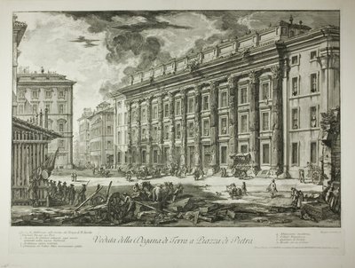 Vue de la Douane sur la Piazza di Pietra, construite dans les ruines du Temple de Marc Aurèle Antonin dans son Forum, extrait de Vues de Rome - Giovanni Battista Piranesi
