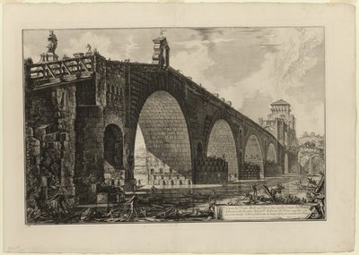 Vue du Ponte Molle [ou Pont Milvius] sur le Tibre à deux miles de Rome, de Vues de Rome - Giovanni Battista Piranesi