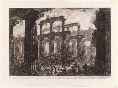 Vue des vestiges de la cella du temple de Neptune, de Différentes vues de Paestum - Giovanni Battista Piranesi