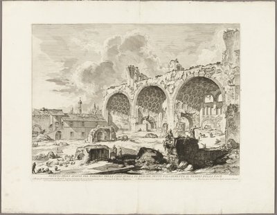 Vue des vestiges de la salle à manger de la Maison dorée de Néron, communément appelée le Temple de la Paix, de Vues de Rome - Giovanni Battista Piranesi