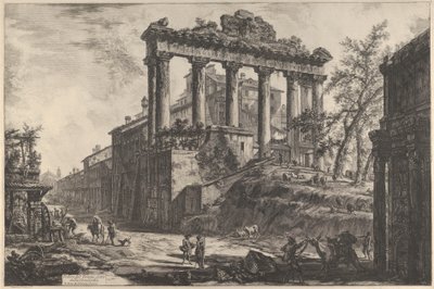 Vue du soi-disant Temple de la Concorde avec le Temple de Saturne..., 1760-78 - Giovanni Battista Piranesi