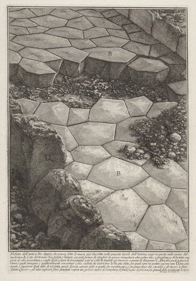 Vue du pavage de pierre de la voie Appienne (Veduta dell