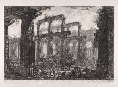 Vue des restes de la cella du Temple de Neptune, de Différentes vues de - Giovanni Battista Piranesi