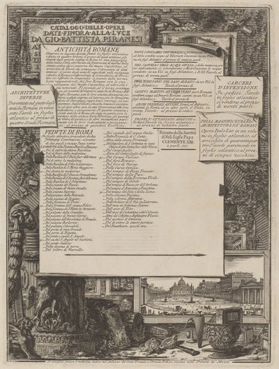 Catalogo delle Opere Date Finora Alla Lvce Da Gio Battista Piranesi - Giovanni Battista Piranesi and Francesco Piranesi