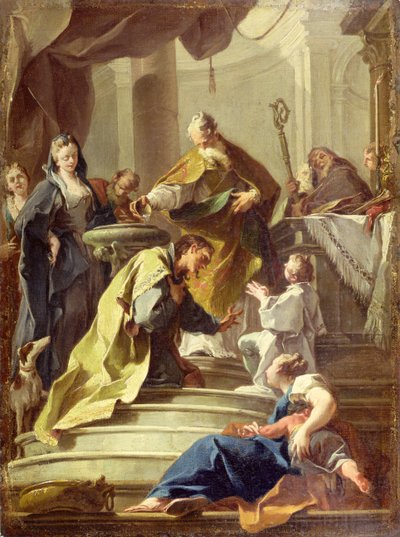 Saint Prosdocimus baptisant Saint Daniel (huile sur toile) - Giovanni Battista Pittoni