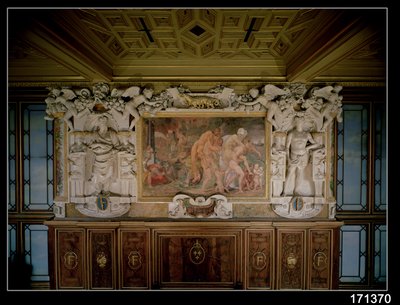 Le Sac de Troie ou Catane, détail du décor de la Galerie de François Ier (1494-1547) 1535-40 - Giovanni Battista Rosso Fiorentino