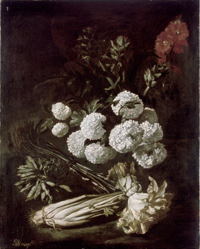 Nature morte de fleurs et légumes, années 1650 - Giovanni Battista Ruoppolo