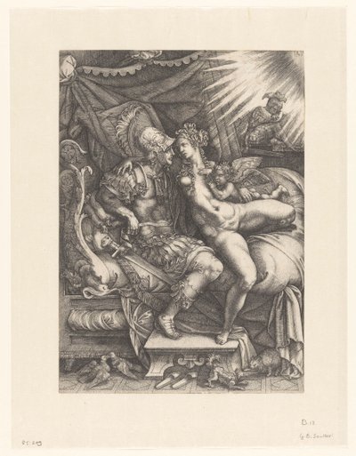 Mars et Vénus en amoureux - Giovanni Battista Scultori