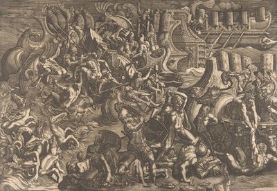 Les Troyens repoussant les Grecs, 1538 - Giovanni Battista Scultori