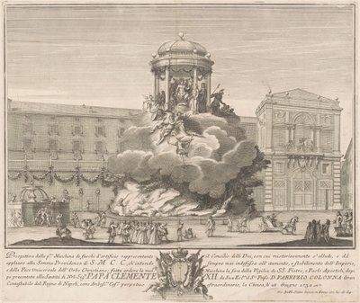 La Prima Macchina pour la Chinea de 1732 : Le Conseil des Dieux - Giovanni Battista Sintes, after Nicola Michetti