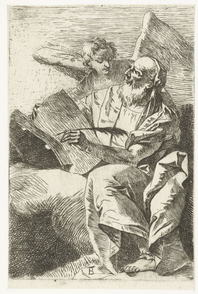 Évangéliste Matthieu avec ange - Giovanni Battista Tiepolo (attributed to)