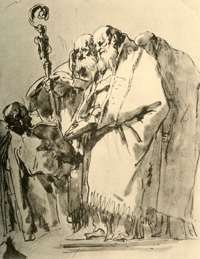Un évêque, deux autres prêtres et un diacre avec le rituel, vers 1740, 1928 - Giovanni Battista Tiepolo