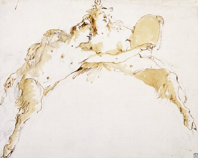 Un faune, le bras gauche tendu, et une faunesse tenant un tambour - Giovanni Battista Tiepolo