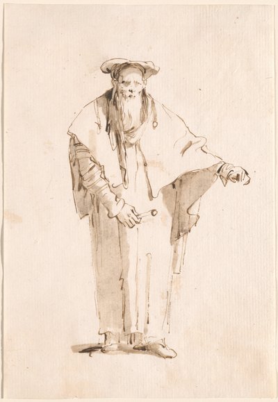 Un oriental debout tenant une baguette - Giovanni Battista Tiepolo