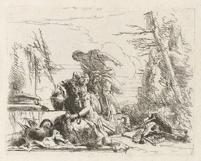 Une femme avec ses bras enchaînés et quatre autres figures, de Vari capricci (Divers Caprices) - Giovanni Battista Tiepolo