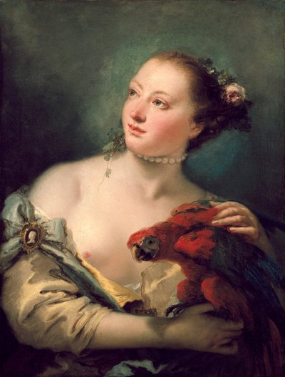 Jeune femme avec un ara, fin des années 1760 - Giovanni Battista Tiepolo