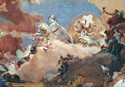 Apollon dans son char solaire conduisant Béatrice I (1145-84) à Frédéric I Barberousse (1122-90) (détail) - Giovanni Battista Tiepolo