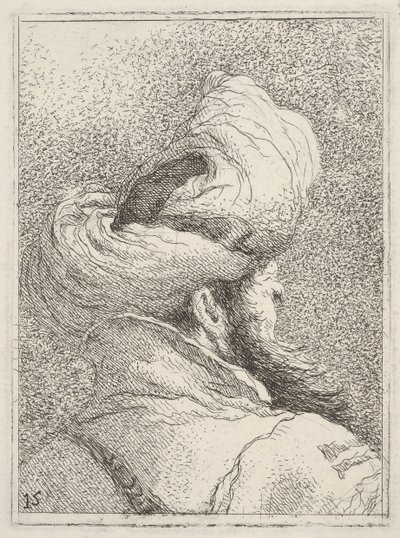 Homme barbu portant un turban, représenté en buste de dos en trois quarts - Giovanni Battista Tiepolo