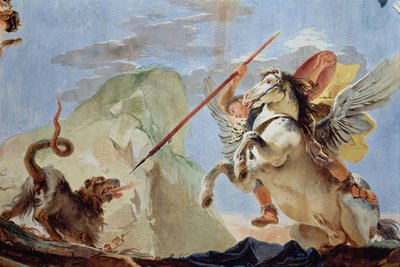 Bellérophon, chevauchant Pégase, tuant la Chimère (détail du plafond) - Giovanni Battista Tiepolo