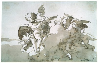 Cupidons avec colombes et une torche, XVIIe siècle - Giovanni Battista Tiepolo