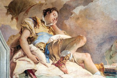 (détail) Renaud de Armide enlevant le Renaud endormi, de la Salle de Jérusalem délivrée dans la Palazzina, 1757 - Giovanni Battista Tiepolo