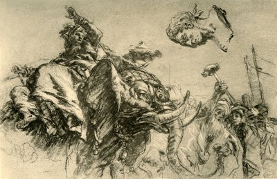 Femme orientale sur un éléphant. Buste d
