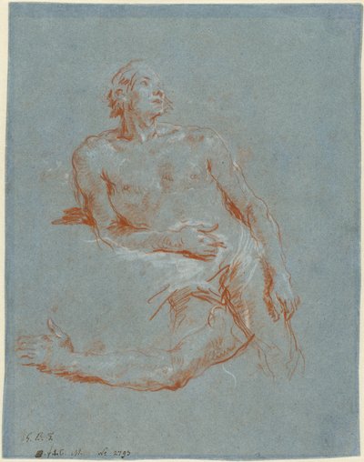 Nu masculin appuyé sur son coude (verso) - Giovanni Battista Tiepolo