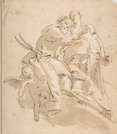 Divinité marine avec figure féminine assistante, ca. 1716-1770 - Giovanni Battista Tiepolo